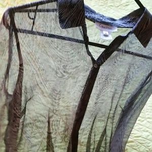 Calvin Klein Sheer Top Sexy fitted S silk vintage